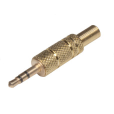 FICHA PLUG 3,5mm STEREO DORADA C/RESORTE