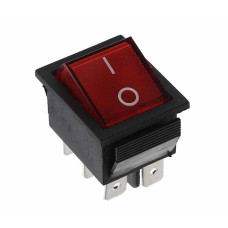 LLAVE TECLA DOBLE INVERSORA C/LUZ ROJA 6 PATAS 15A 250V