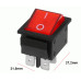 LLAVE TECLA DOBLE INTERRUPTORA ROJA 4 PATAS 15A 250V