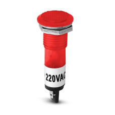 OJO de BUEY 220V 10MM PLASTICO ROJO PLANO