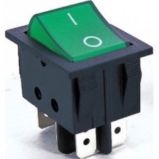 LLAVE TECLA DOBLE INVERSORA C/LUZ VERDE 6 PATAS 15A 250V