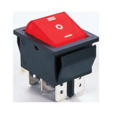 LLAVE TECLA DOBLE INVERSORA ROJA 6 PATAS 15A 250V ON-OFF-ON
