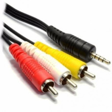 CABLE PLUG 3,5MM 4 CONTACTOS 1,8MTRS A 3 RCA MACHO MXQ PRO