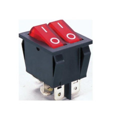 LLAVE TECLA DOBLE INVERSORA ROJA DOS TECLAS 220V 15A 4 PATAS