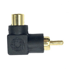 ADAPTADOR RCA MACHO A RCA HEMBRA PLASTICO NEGRO A 90?
