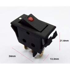 LLAVE TECLA SIMPLE INTERUPTORA RS101E 10A 2P CON LUZ ROJA  220V ON/OFF