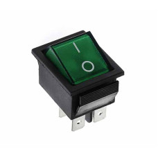 LLAVE TECLA DOBLE INTERRUPTORA VERDE 4 PATAS 15A 250V C/LUZ IRS201