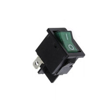 LLAVE TECLA MINI 3A 3PATAS VERDE C/LUZ ON/OFF  MIRS-101/V