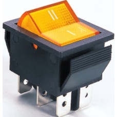 LLAVE TECLA DOBLE INVERSORA C/LUZ AMARILLA 6 PATAS 15A 250V