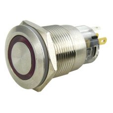 PULSADOR 2A REDONDO METALICO LED ROJO N.A. IP65 19MM PULSADOR 2A REDONDO METALICO LED ROJO N.A. IP65 19MM