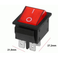 LLAVE TECLA DOBLE PULSADORA ROJA 4 PATAS 15A 250V RS211/R